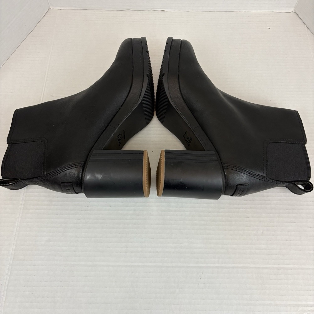 Sorel Blake Women's Size 10 Black Leather Chelsea Platform Heeled Ankle Boots - Picture 5 of 12